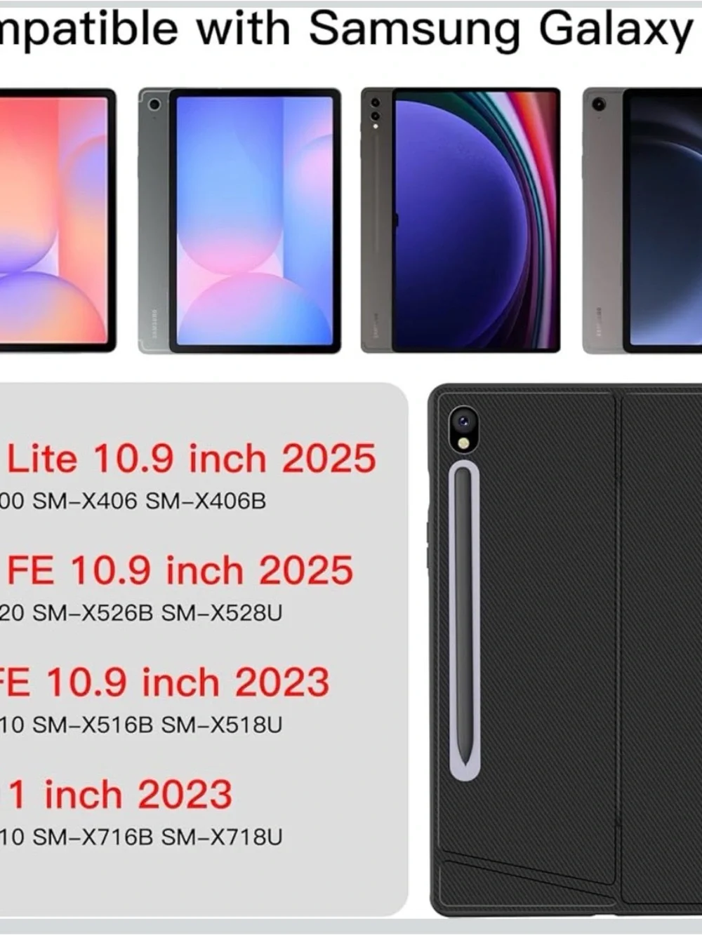 Samsung Galaxy Tab S10 Lite S10 FE 2025 S9 FE 10.9 Inch S9 11 Inch 2023, case
